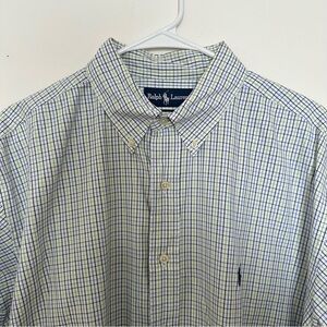 Ralph Lauren Yarmouth Cotton Pinpoint Oxford Shirt Men’s Size 17 34/35 Blue Pony